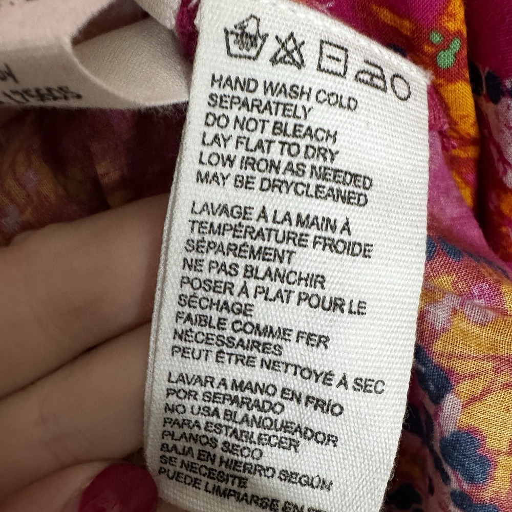 Cleobella Rohita Kaftan Dress‎ Pink Midi Shift Floral Cotton Size L NO BELT Pink - Picture 10 of 12